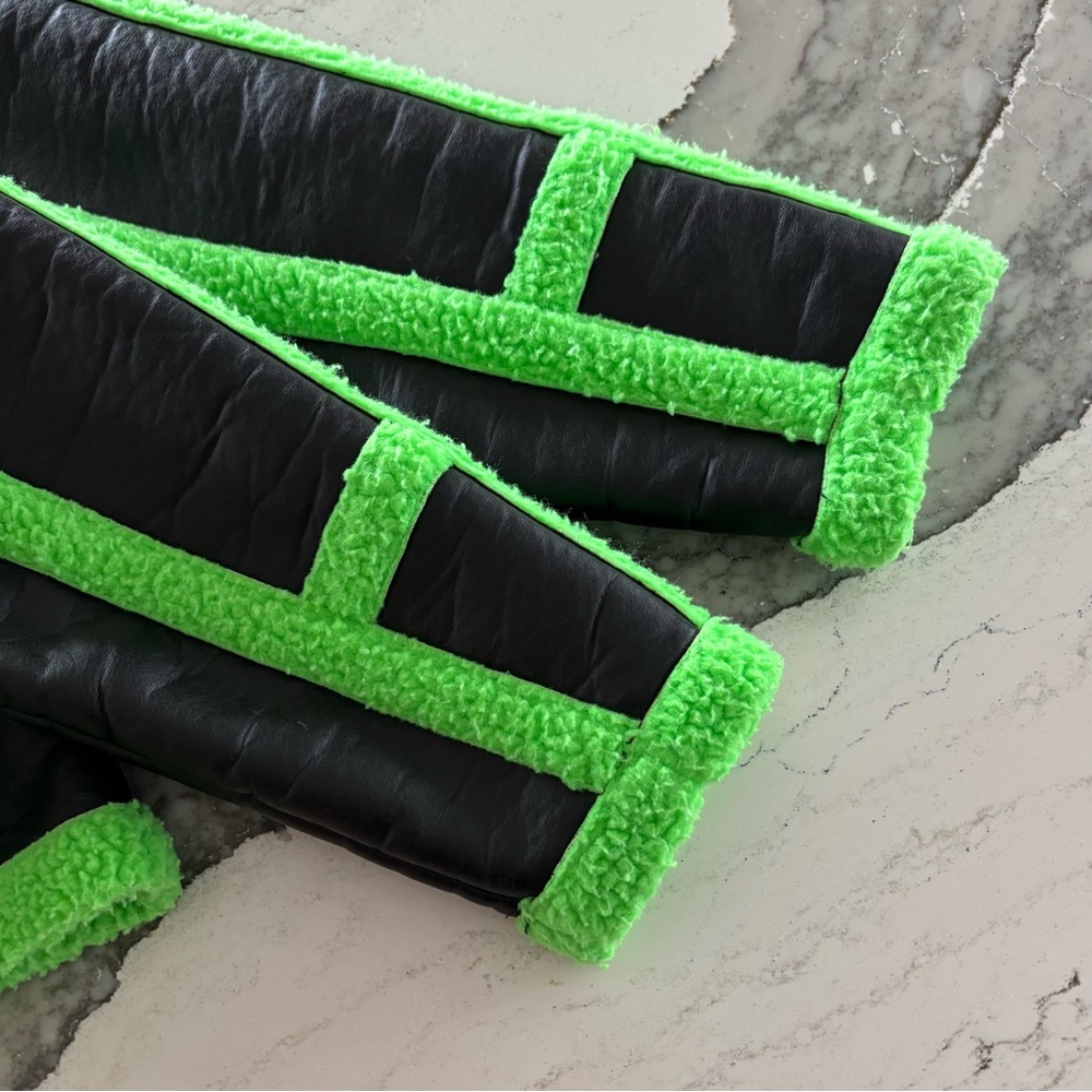 AKIRA Label La Vida Lime Crime Pleather Sherpa Coat Faux Leather Neon 💚 Size XL - Picture 9 of 16